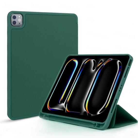 Tok Apple iPad Pro 13" 7 gen. 2024 (A2925, Smartcase tolltartóval, sötétzöld