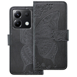 Pattintható tok a Xiaomi Poco X6 5G, Butterfly, fekete