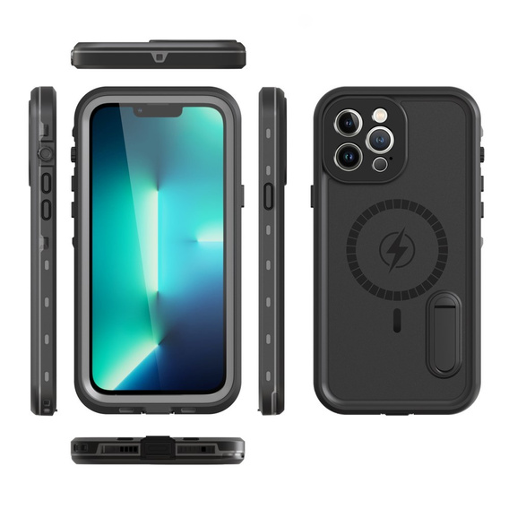 Vízálló tok iPhone 13 Pro Max, Redpepper, MagSafe-hoz, fekete