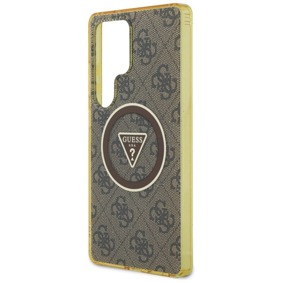 GUESS mágneses IML fém csillogó 4G kör alakú háromszög tok Samsung Galaxy S25 Ultra készülékhez