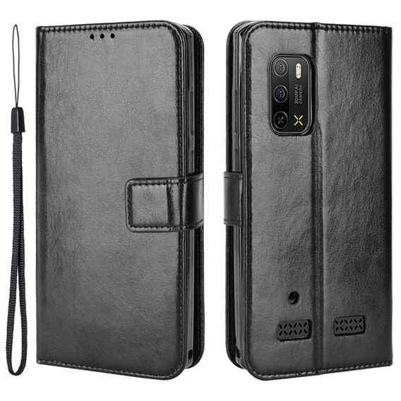 Pattintható tok a Ulefone Armor X10 / X10 Pro, Crazy Horse Wallet, fekete