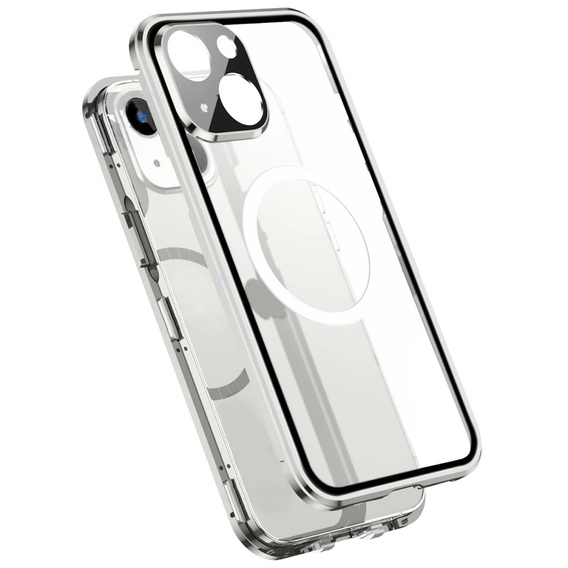 Magnetic Dual Glass MagSafe tok iPhone 14 Plus, ezüst