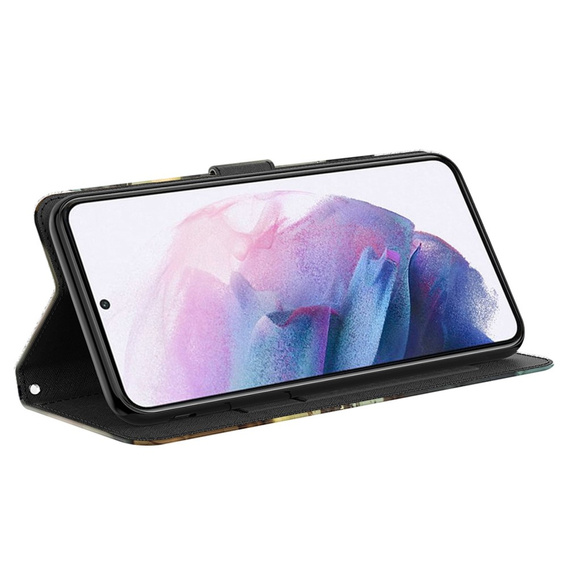 Pattintható tok a Samsung Galaxy A14 4G/5G, Wallet, Cat & Tiger, szürke