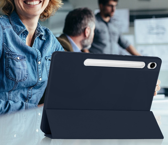 Tok Samsung Galaxy Tab S10 FE+ Plus, Smartcase tolltartóval, sötétkék