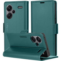 Tok Xiaomi Redmi Note 13 Pro+, ERBORD Glossy Litchi, pénztárca patenttal, zöld