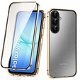 Tok Samsung Galaxy A17 5G, mágneses dupla üveg, átlátszó, arany oldalakkal