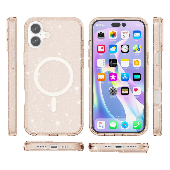 Tok iPhone 17 készülékhez, MagSafe, csillogó, áttetsző arany színű