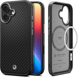 Spigen Enzo Aramid MagSafe tok iPhone 17 készülékhez, szénfekete / ezüst