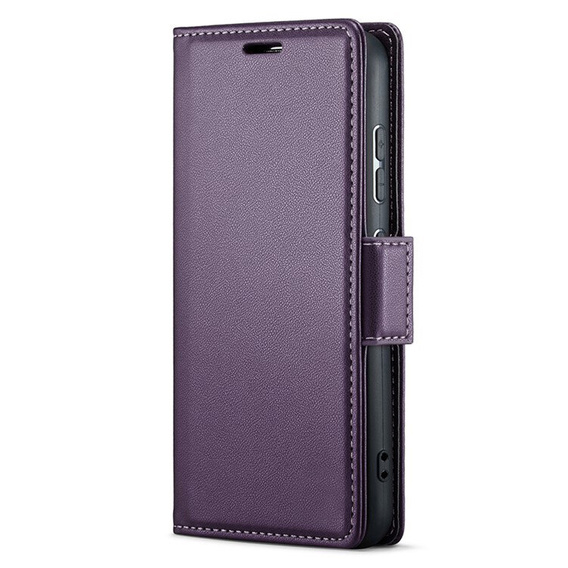 Tok Samsung Galaxy A55, ERBORD Glossy Litchi, pénztárca patenttal, lila