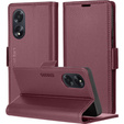 Tok Oppo A18 4G / A38 4G, ERBORD Glossy Litchi, pénztárca patenttal, piros