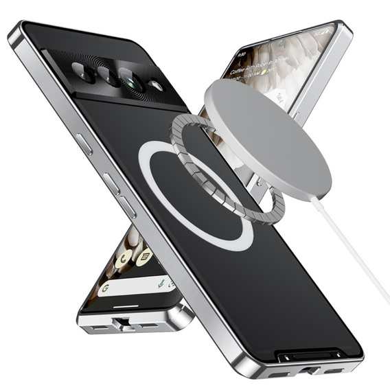 Kameravédő tok Google Pixel 8 Pro, CamShield MagSafe, átlátszó / ezüst