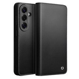 Qialino bőr flip tok Samsung Galaxy S26-hoz, fekete