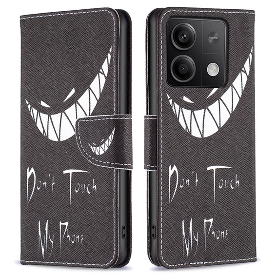Pattintható tok a Xiaomi Redmi Note 13 5G, Wallet, Don't Touch My Phone fekete