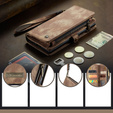 CASEME tok Samsung Galaxy A56 5G, Retro Leather Wallet, szíjjal, barna