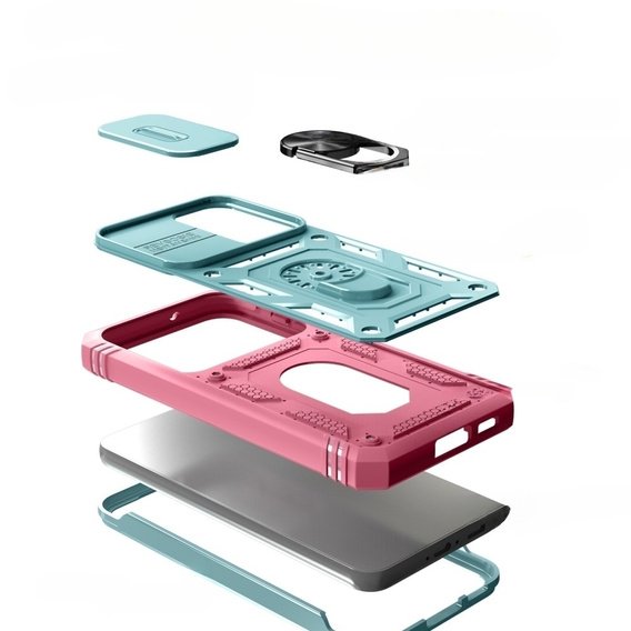 Telefontok a Samsung Galaxy S23, CamShield Slide, zöld / rózsaszín