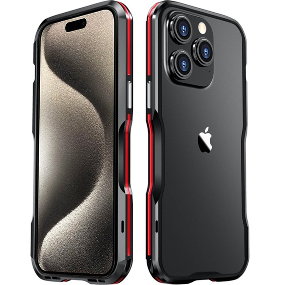 Teletok LUPHIE iPhone 15 Pro Max-hoz, Armor Bumper, fekete / piros