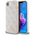 GUESS Telefontok a iPhone 16E, 4G Metal Gold Logo, rózsaszín