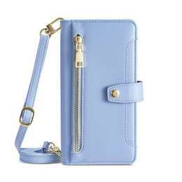 Pattintható tok a iPhone 15 Pro, Wallet Zipper Pocket, kék