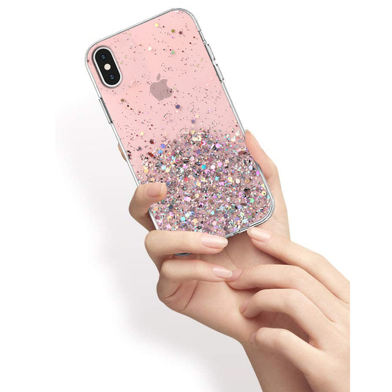 Telefontok a iPhone X/XS, Glittery, rózsaszín