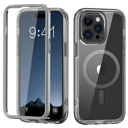 Tok iPhone 16 Pro Max, Shockproof Hybrid, fóliával, MagSafe-hoz, szürke