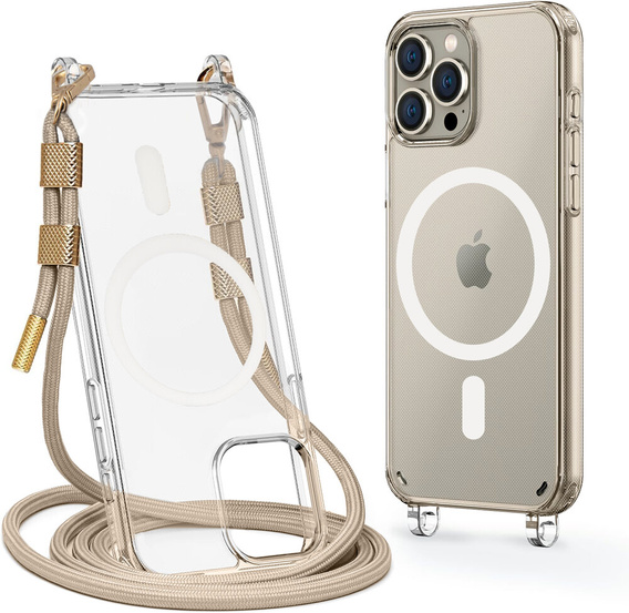 Tok zsinórral iPhone 16 Pro-hoz, ERBORD MagSafe, átlátszó + képernyőüveg