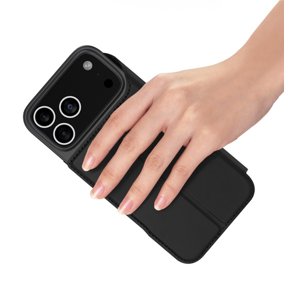 Dux Ducis tok iPhone 17 Pro Max, Skin Pro, pánttal, kártyafoglalattal, fekete