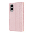 Flap tok Samsung Galaxy S25 Edge, Rhombus Crossbody Leather, rózsaszín rose gold