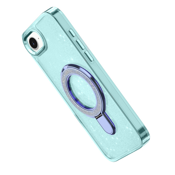 Az iPhone 16e tok, Glittery Magnetic Kickstand, kék