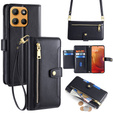 Pattintható tok a Motorola Moto G15 / G15 Power, Wallet Zipper Pocket, fekete