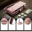 CASEME tok Samsung Galaxy A56 5G, Retro Leather Wallet, szíjjal, rózsaszín