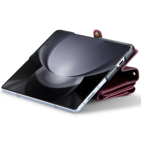 Tok CASEME Samsung Galaxy Z Fold6 5G, RFID Leather Wallet, vállpánttal, piros