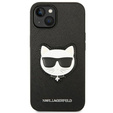 Karl Lagerfeld Telefontok a iPhone 14 Plus, Saffiano Choupette Head Patch, fekete