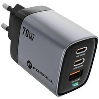 Forcell USB-A / 2x USB-C 3.45A GaN 70W PD QC 4.0 töltő, szürke