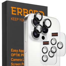 2x ERBORD OPTIK Pro edzett üveg iPhone 16 Pro/16 Pro Max / 15 Pro/15 Pro Max/14 Pro/14 Pro Max kamera számára, fekete