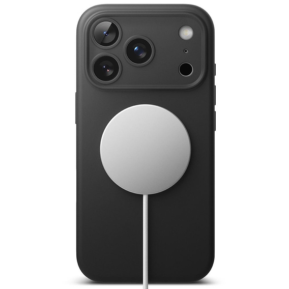 Ringke tok iPhone 17 Pro Max készülékhez, szilikon mágneses MagSafe, fekete