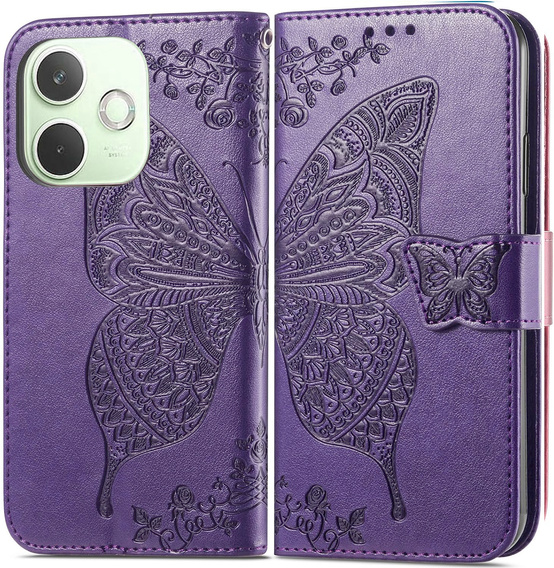 Pattintható tok a Oppo A5 Pro 5G, Butterfly, lila