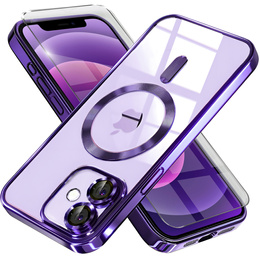 Tok iPhone 12-hoz, Electro MagSafe, lila + üveg a képernyőhöz