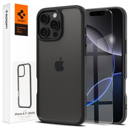 A Spigen tok iPhone 16 Pro, Ultra Hybrid, fekete + 9H edzett üveg