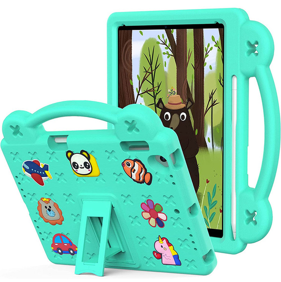 Gyermek tok iPad 9.7" 2018/2017 (6/5 gen.) / Pro 9.7" 2016, Cute Patterns, állvánnyal, zöld