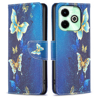 Pattintható tok a Infinix Hot 40i, Wallet, Butterflies kék