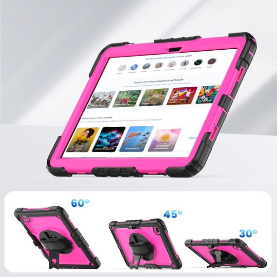 Páncélozott tok Lenovo Tab M11 iPad Pro 12.9 1, védő 360, hely a tollnak, rózsaszín