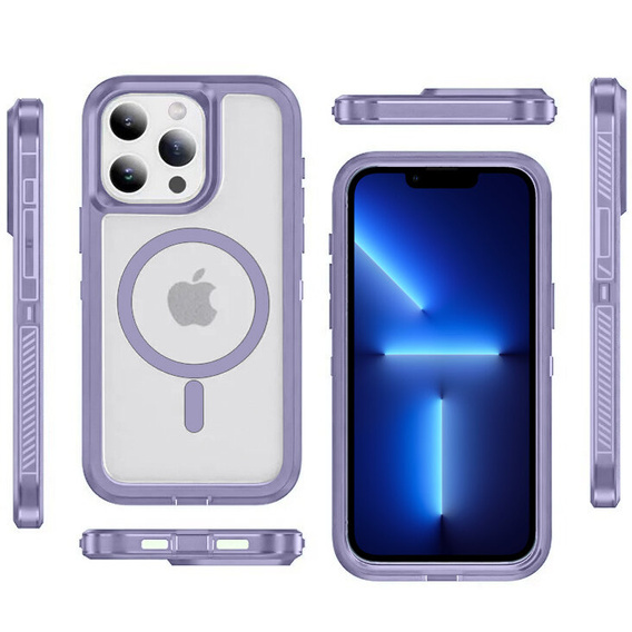 Tok kerettel iPhone 13 Pro készülékhez, MagSafe-hoz, átlátszó / lila