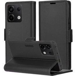 Tok Xiaomi Redmi Note 13 5G, ERBORD Glossy Litchi, pénztárca patenttal, fekete