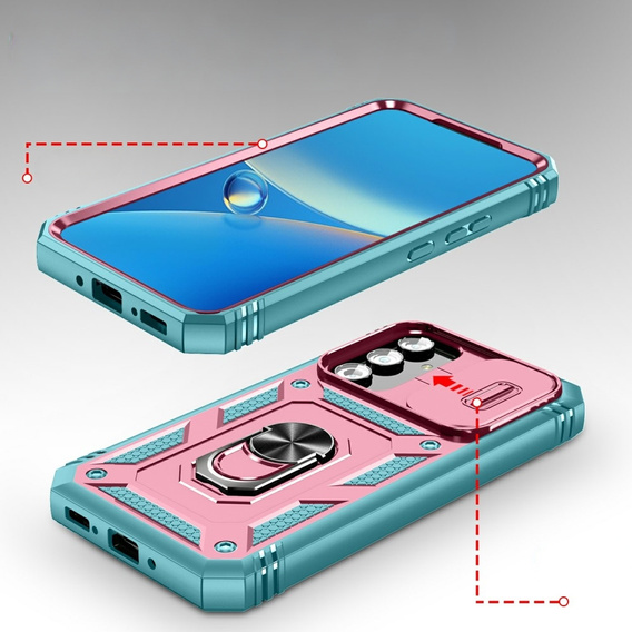 Tok Samsung Galaxy A54 5G, csúszó objektív fedéllel, Zöld