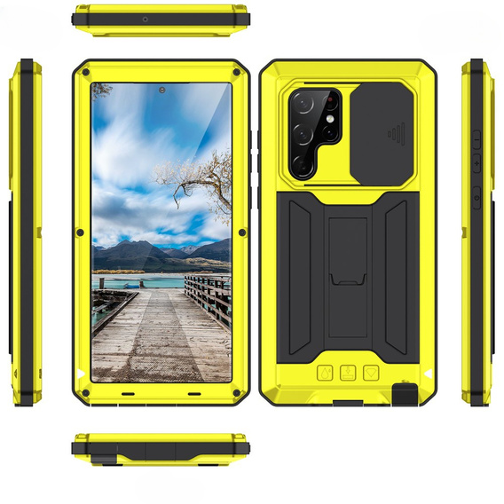 Páncélozott tok a Samsung Galaxy S22 Ultra, R-JUST CamShield Slide, sárga
