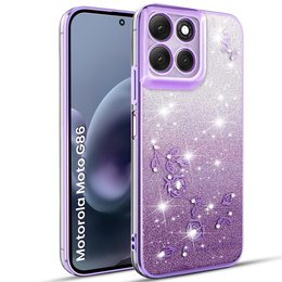 Tok Motorola Moto G86 5G, Glitter Flower, lila