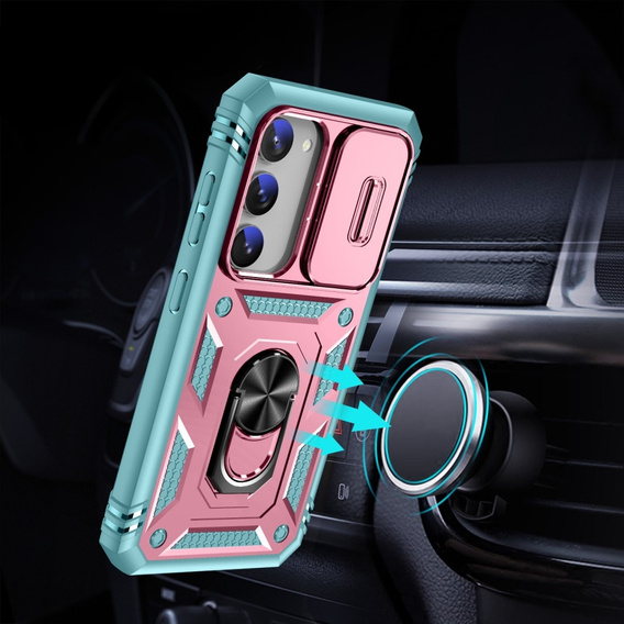 Telefontok a Samsung Galaxy S23, CamShield Slide, rózsaszín / zöld