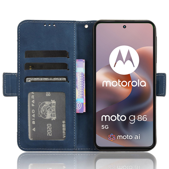 Pattintható tok a Motorola Moto G86 Power 5G, Card Slot, sötétkék
