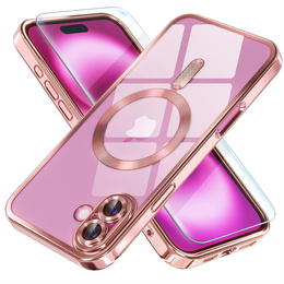 Tok iPhone 16 Plus-hoz, Electro MagSafe, rózsaszín + üveg a képernyőhöz
