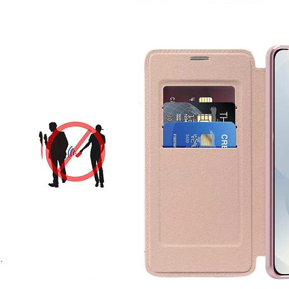 Pattintható tok a Samsung Galaxy S25 Edge, RFID Wallet MagSafe CamShield, rózsaszín